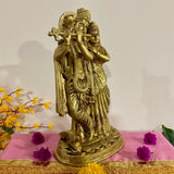 12” Radha Krishna Decorative Brass Idol and Statue - Crafts N Chisel - Indian Home Decor USA