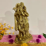 12” Radha Krishna Decorative Brass Idol and Statue - Crafts N Chisel - Indian Home Decor USA