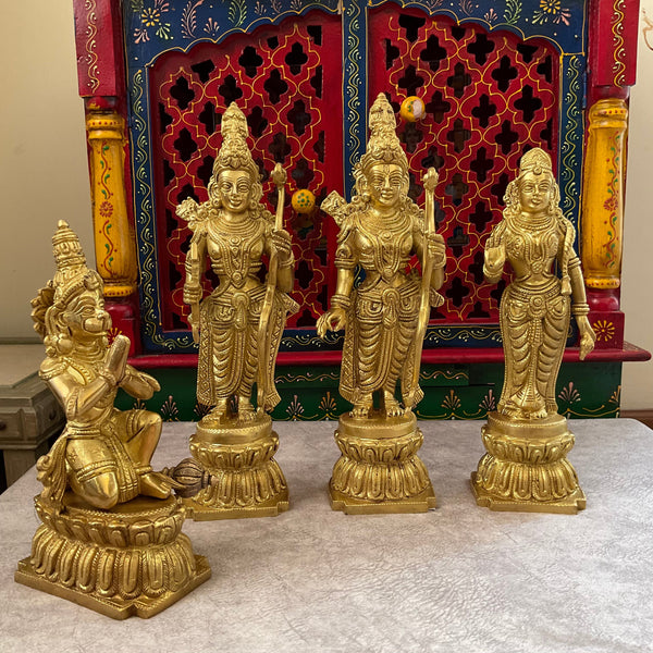 12.5 Inches Ram Darbar Brass Idol - Crafts N Chisel - Indian Home Decor USA