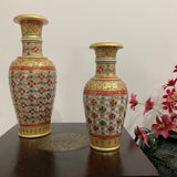 12” & 9” Decorative Flower Marble Pot (Set of 2) - Home Decor - Crafts N Chisel - Indian Home Decor USA