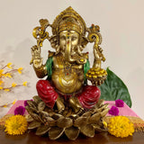 12” Ganesha Copper Finish Marble Dust & Resin Idol - Hindu God Statue - Ganpati Decorative Statue for Home Decor - Housewarming Gift - Crafts N Chisel - Indian Home Decor USA