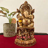 12” Ganesha Marble Dust & Resin Idol - Hindu God Statue - Decorative Murti - Crafts N Chisel - Indian Home Decor USA