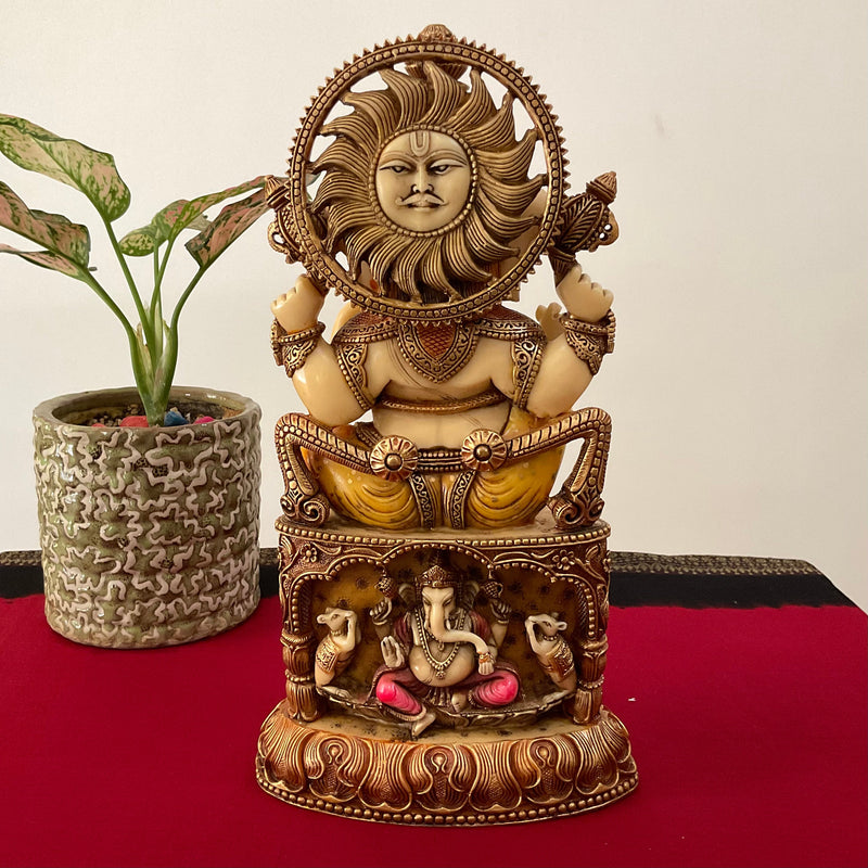 12” Ganesha Marble Dust & Resin Idol - Hindu God Statue - Decorative Murti - Crafts N Chisel - Indian Home Decor USA