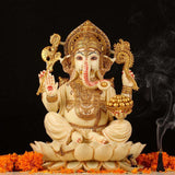 12” Ganesha Marble Dust & Resin Idol - Decorative Figurine- Crafts N Chisel - Indian Home Decor USA