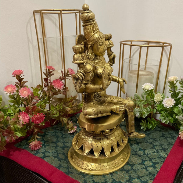 12” Goddess Lakshmi Brass Idol - Decorative Statue - Crafts N Chisel - Indian Home Decor USA
