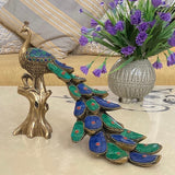 Handcrafted Brass Peacock With Stonework (set of 2) - Crafts N Chisel - Indian Home Decor USA