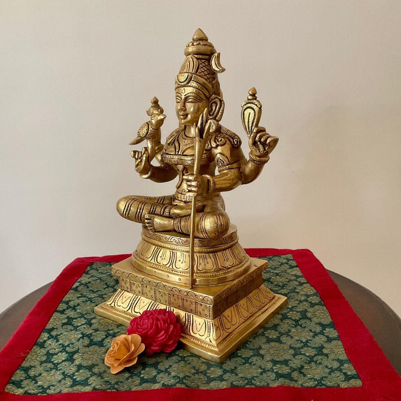 12” Kamakshi Brass Idol - Decorative Figurine - Crafts N Chisel - Indian Home Decor USA
