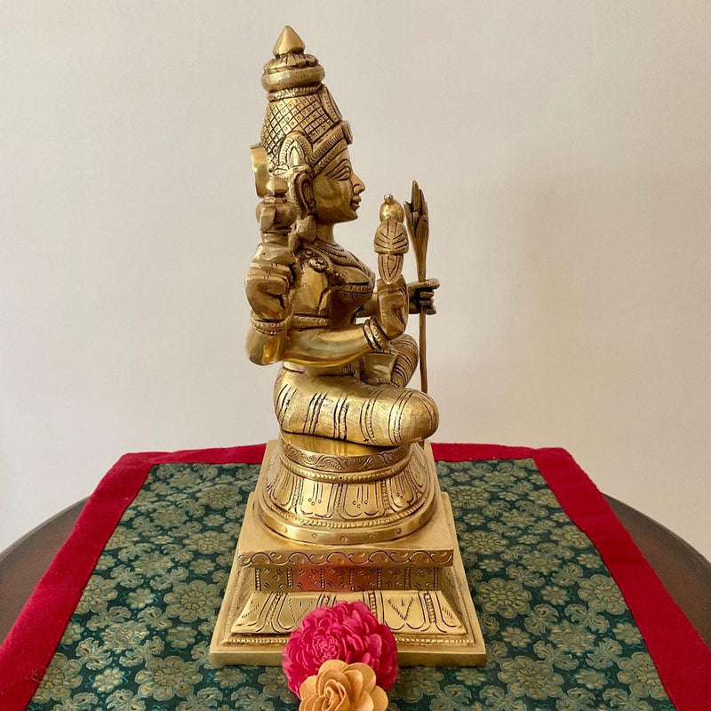 12” Kamakshi Brass Idol - Decorative Figurine - Crafts N Chisel - Indian Home Decor USA