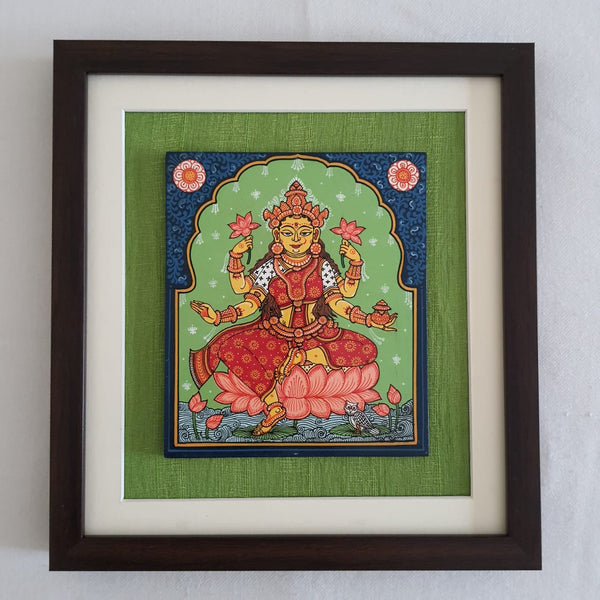 12” Lakshmi Pattachitra Painting - Handpainted Wall Decor - Crafts N Chisel - Indian Home Decor USA