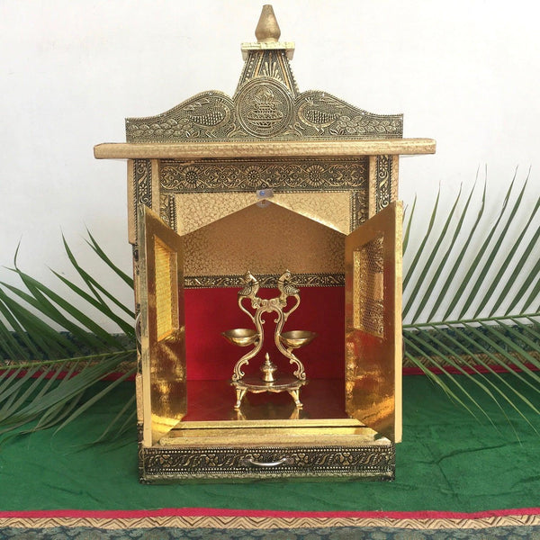 14” Wooden Temple (Mandir) - Crafts N Chisel - Indian home decor - Online USA