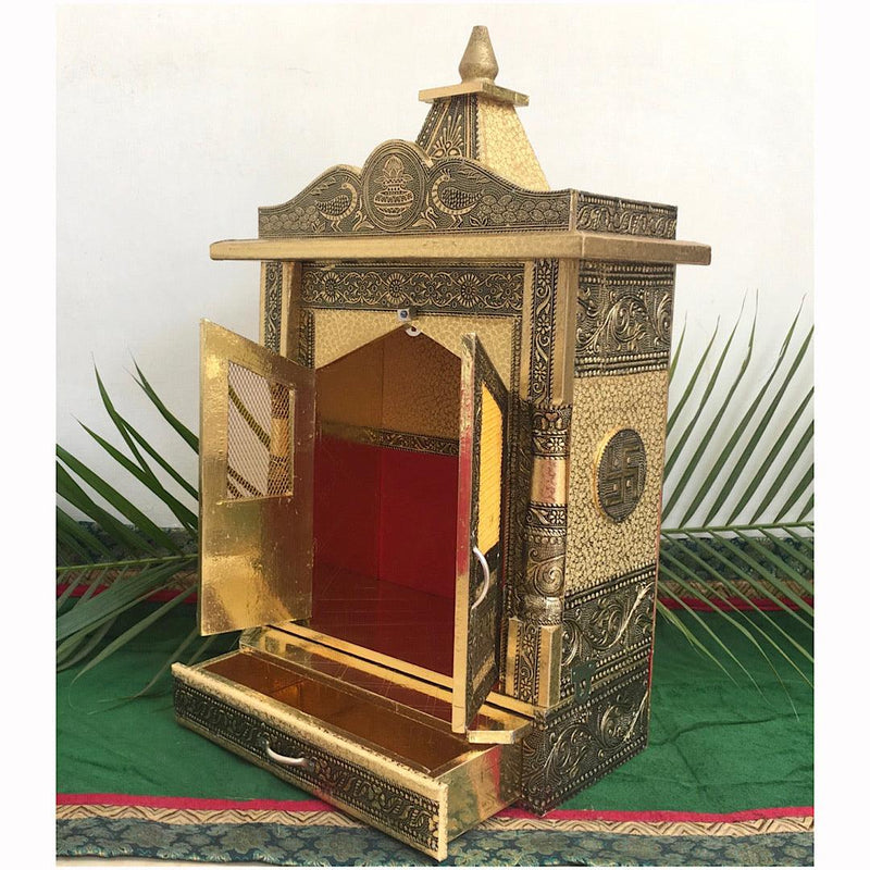 14” Wooden Temple (Mandir) - Crafts N Chisel - Indian home decor - Online USA