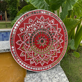 15” Terracotta Lippan Art Wall Hanging - Clay Mirror Wall Decor - Crafts N Chisel - Indian Home Decor USA