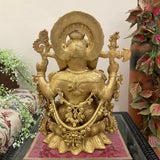 16" Lord Ganesh Brass Idol - handcrafted Home Decor - Decorative Statue- Crafts N Chisel - Indian Home Decor USA
