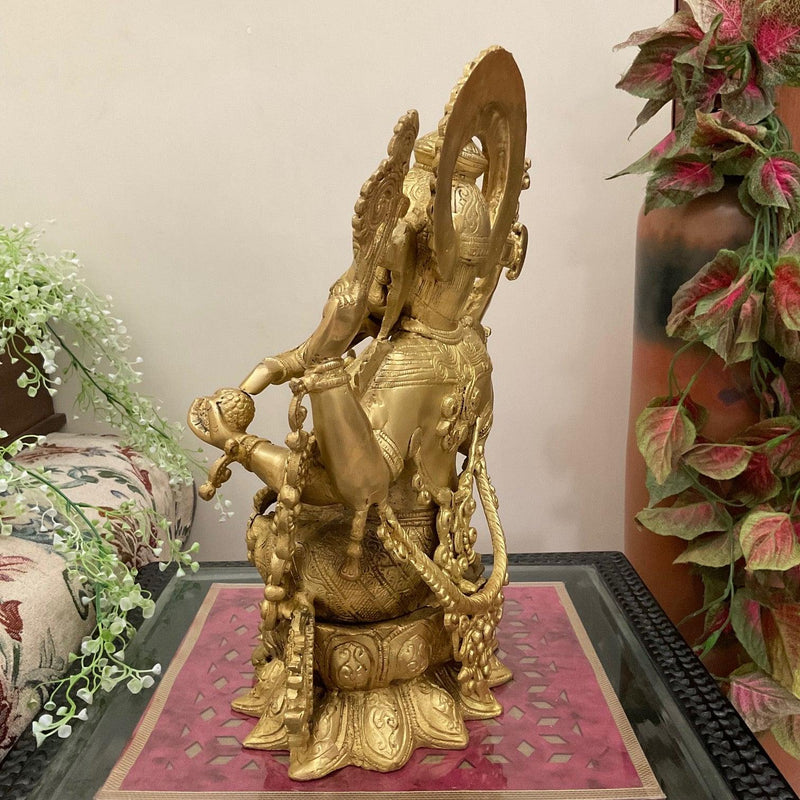16" Lord Ganesh Brass Idol - handcrafted Home Decor - Decorative Statue- Crafts N Chisel - Indian Home Decor USA