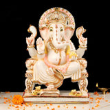 17.5” Ganesha Marble Dust & Resin Idol - Hindu God Statue - Ganpati Decorative Statue for Home Decor - Housewarming Gift - Crafts N Chisel - Indian Home Decor USA
