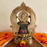 17.5” Lord Ganesh Brass Idol Stonework - handcrafted Ganpati Decorative Statue for Home Decor - Housewarming Gift - Crafts N Chisel - Indian Home Decor USA