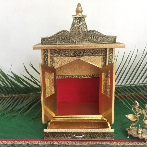 17” Wooden Temple (Mandir)-Crafts N Chisel - Indian handicrafts home decor USA