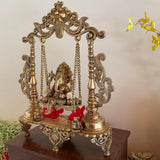 18.5” Lord Ganesh Swing Brass Idol - Traditional Home Decor - Crafts N Chisel - Indian Home Decor USA