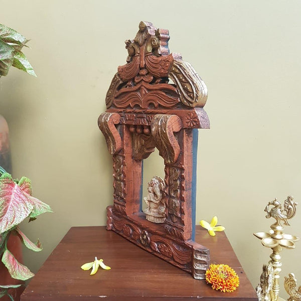 18” Peacock Decorative Wooden Jharoka - Wall Decor - indian wall decor - Crafts N Chisel usa