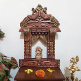 18” Peacock Decorative Wooden Jharoka - Wall Decor - indian wall decor - Crafts N Chisel usa