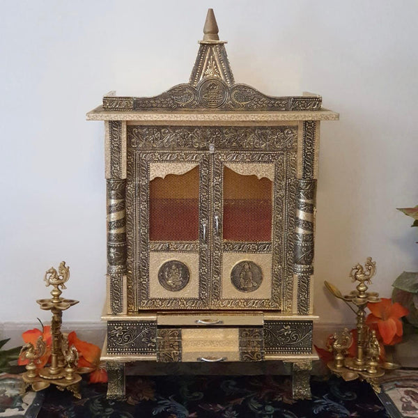 14” Wooden Temple (Mandir) - Crafts N Chisel - Indian home decor - Online USA