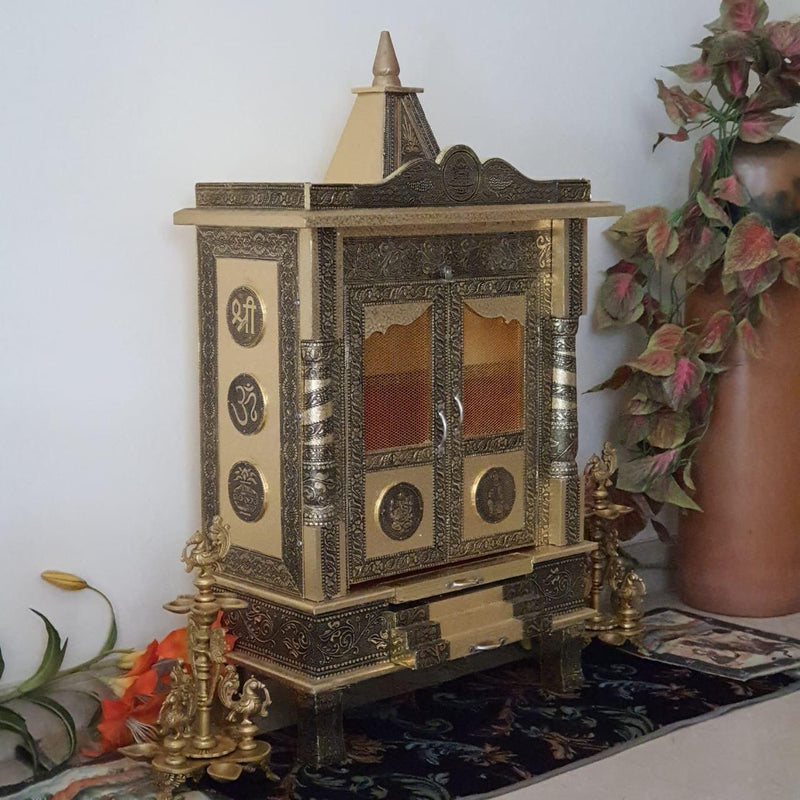 14” Wooden Temple (Mandir) - Crafts N Chisel - Indian home decor - Online USA