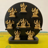 2.5” Ashtalakshmi Brass Idol With 12” Wooden Shelf - Crafts N Chisel - Indian Home Decor USA