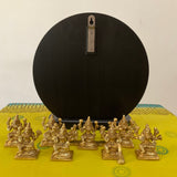 2.5” Ashtalakshmi Brass Idol With 12” Wooden Shelf - Crafts N Chisel - Indian Home Decor USA