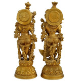 20” Brass Idol of Radha Krishna - Handmade Decorative Figurines-Crafts N Chisel - Indian home decor online USA