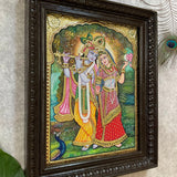 20” Radha Krishna 3D Tanjore Painting - Traditional Wall Art - Crafts N Chisel - Indian Home Decor USA