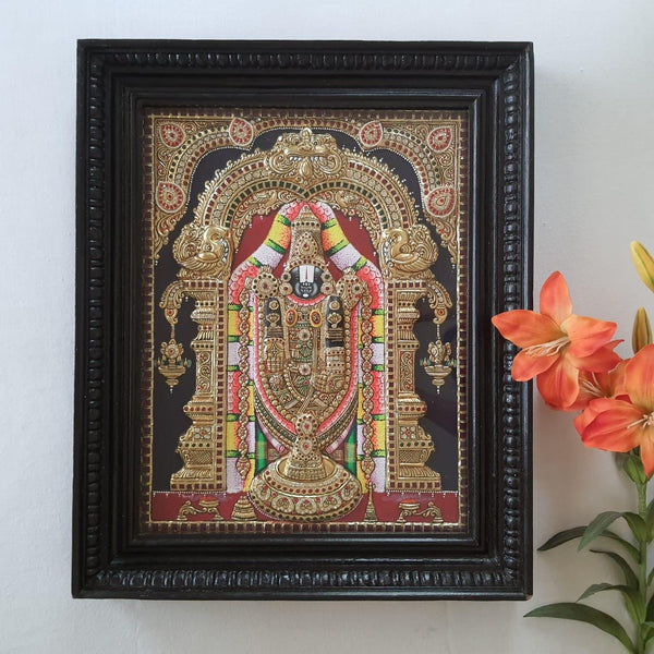 22” X 18” Lord Tirupati Balaji - Venkateshwara 3D Tanjore Painting - Tradtional Wall Art-Crafts N Chisel-Indian Handicrafts Online USA