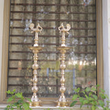 35” Annapakshi Nilavilakku (Set of 2) - Handmade Brass lamp - Decorative Decor - Crafts N Chisel - Indian Home Decor USA