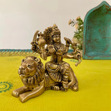 4” Ma Durga Brass Idol - Hindu God Statue - Decorative Murti - Crafts N Chisel - Indian Home Decor USA