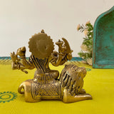 4” Ma Durga Brass Idol - Hindu God Statue - Decorative Murti - Crafts N Chisel - Indian Home Decor USA