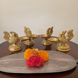 4” Peacock Diya (Set of 4) - Handmade Brass lamp - Decorative - Crafts N Chisel - Indian Home Decor USA