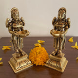 5.5” Deep Lakshmi (Set of 2) - Handmade Brass lamp - Decorative Diya - Crafts N Chisel - Indian Home Decor USA