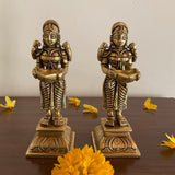 5.5” Deep Lakshmi (Set of 2) - Handmade Brass lamp - Decorative Diya - Crafts N Chisel - Indian Home Decor USA