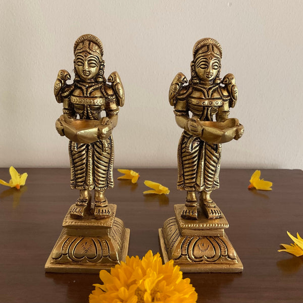 5.5” Deep Lakshmi (Set of 2) - Handmade Brass lamp - Decorative Diya - Crafts N Chisel - Indian Home Decor USA