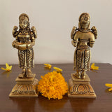 5.5” Deep Lakshmi (Set of 2) - Handmade Brass lamp - Decorative Diya - Crafts N Chisel - Indian Home Decor USA