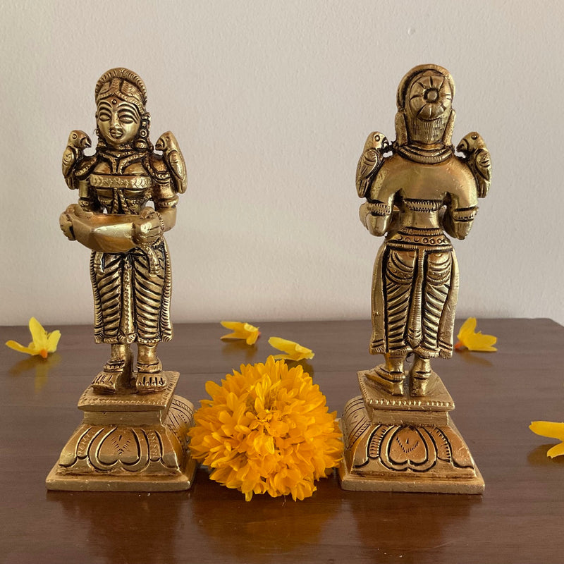 5.5” Deep Lakshmi (Set of 2) - Handmade Brass lamp - Decorative Diya - Crafts N Chisel - Indian Home Decor USA