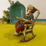 6.5” Rocking Lord Ganesh Brass Idol - handcrafted Stonework - Ganpati Decorative Statue for Home Decor - Housewarming Gift - Crafts N Chisel - Indian Home Decor USA