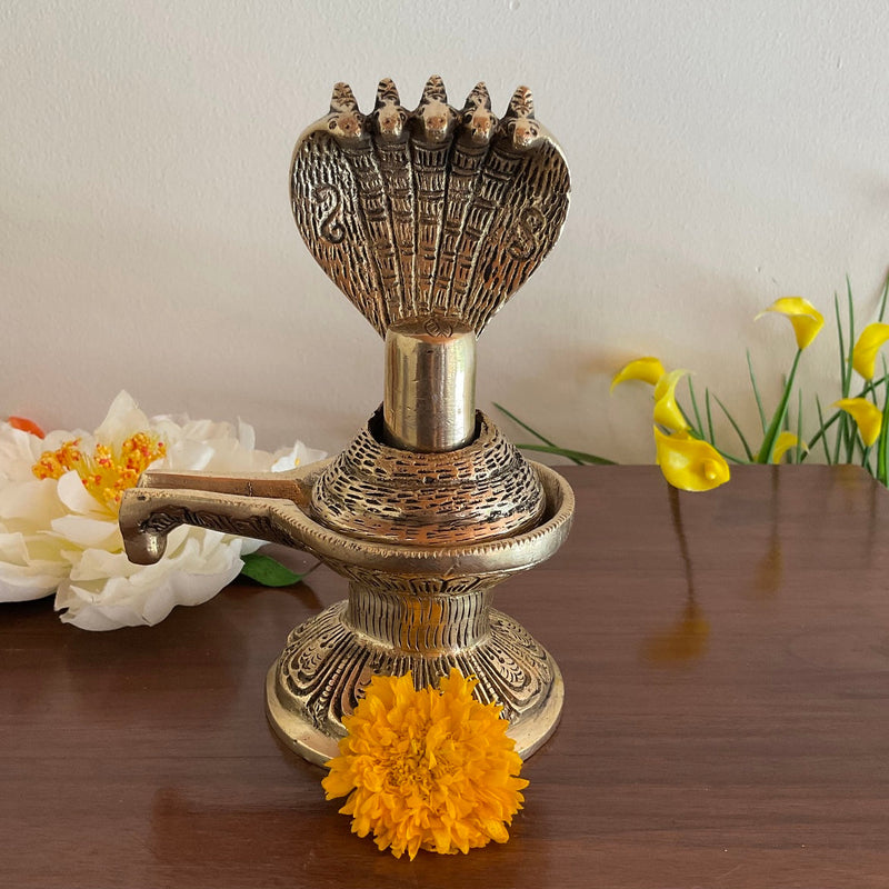 6” Shivling Brass Idol - Pooja Home Decor - Crafts N Chisel - Indian Home Decor USA