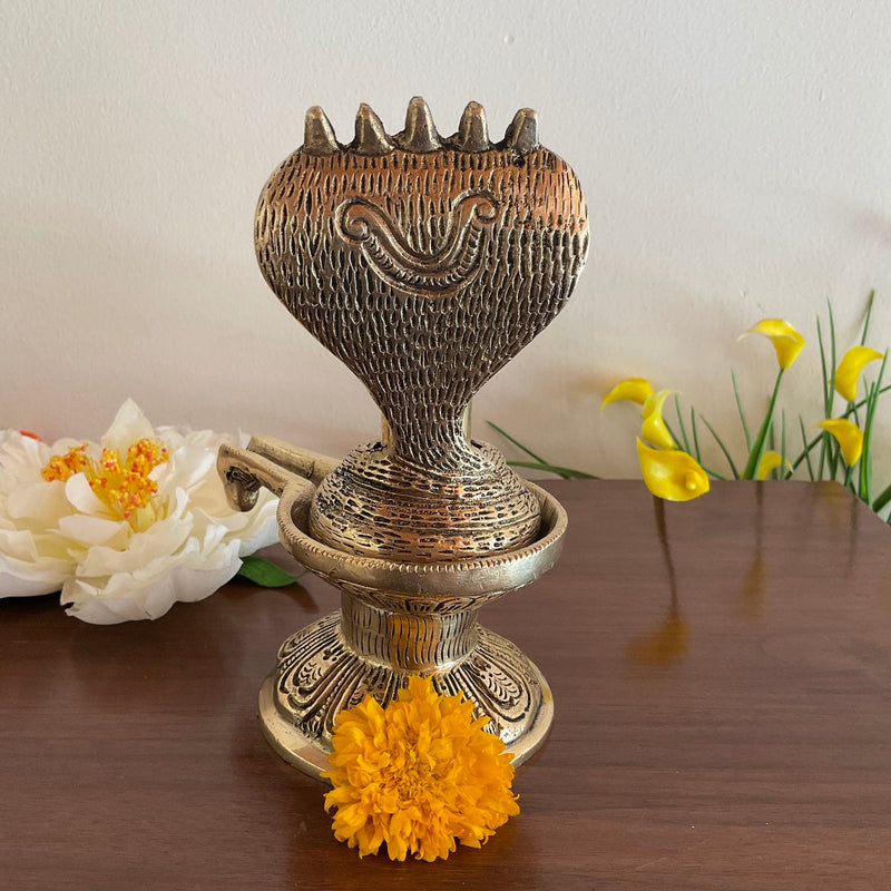 6” Shivling Brass Idol - Pooja Home Decor - Crafts N Chisel - Indian Home Decor USA