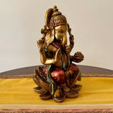 7” Ganesha Marble Dust & Resin Idol Copper Finish - Ganpati Decorative Statue for Home Decor - Housewarming Gift - Crafts N Chisel - Indian Home Decor USA