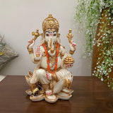 7” Ganesha Marble Dust & Resin Idol - Decorative Figurine- Crafts N Chisel - Indian Home Decor USA