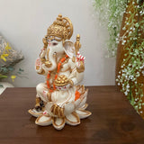 7” Ganesha Marble Dust & Resin Idol - Decorative Figurine- Crafts N Chisel - Indian Home Decor USA