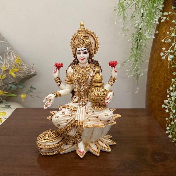 Goddess Laxmi Marble Dust Idol Indian Home Decor Crafts N Chisel