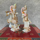7” Radha Krishan Idol Statue Marble Dust Resin - Hindu God Statue - Decorative Murti - Crafts N Chisel - Indian Home Decor USA