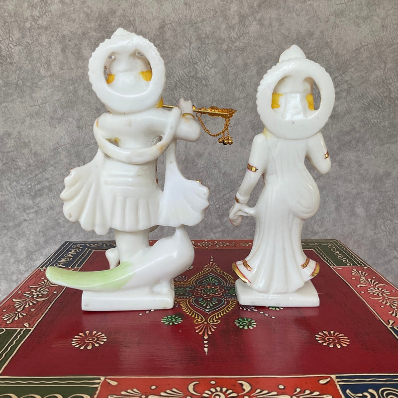7” Radha Krishan Idol Statue Marble Dust Resin - Hindu God Statue - Decorative Murti - Crafts N Chisel - Indian Home Decor USA