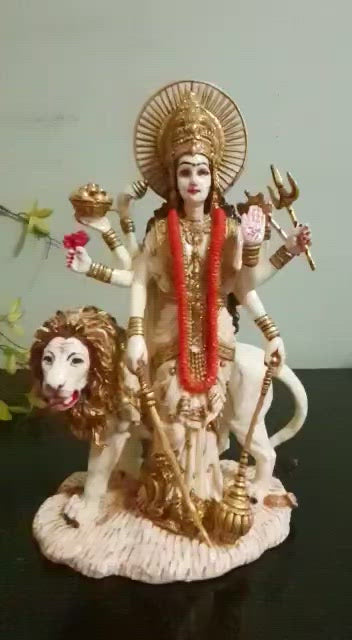 Ma Durga Marble Dust & Resin Idol -  Hindu God Statue - Decorative Murti